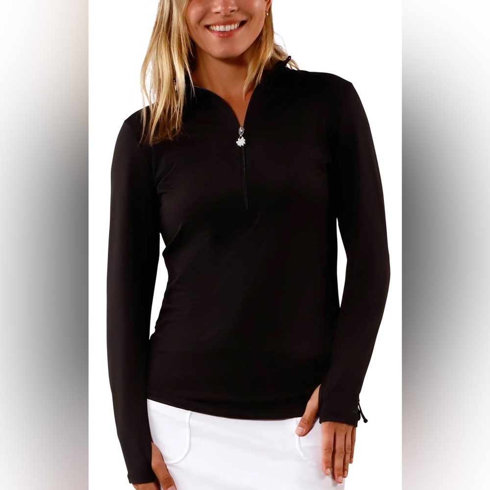 UV SKINZ Black Long Sleeve Top and Capri Leggings Swim Set - Picture 2 of 8